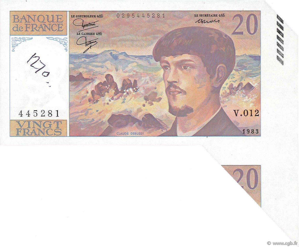 20 Francs DEBUSSY FRANCIA  1983 F.66.04 SC+