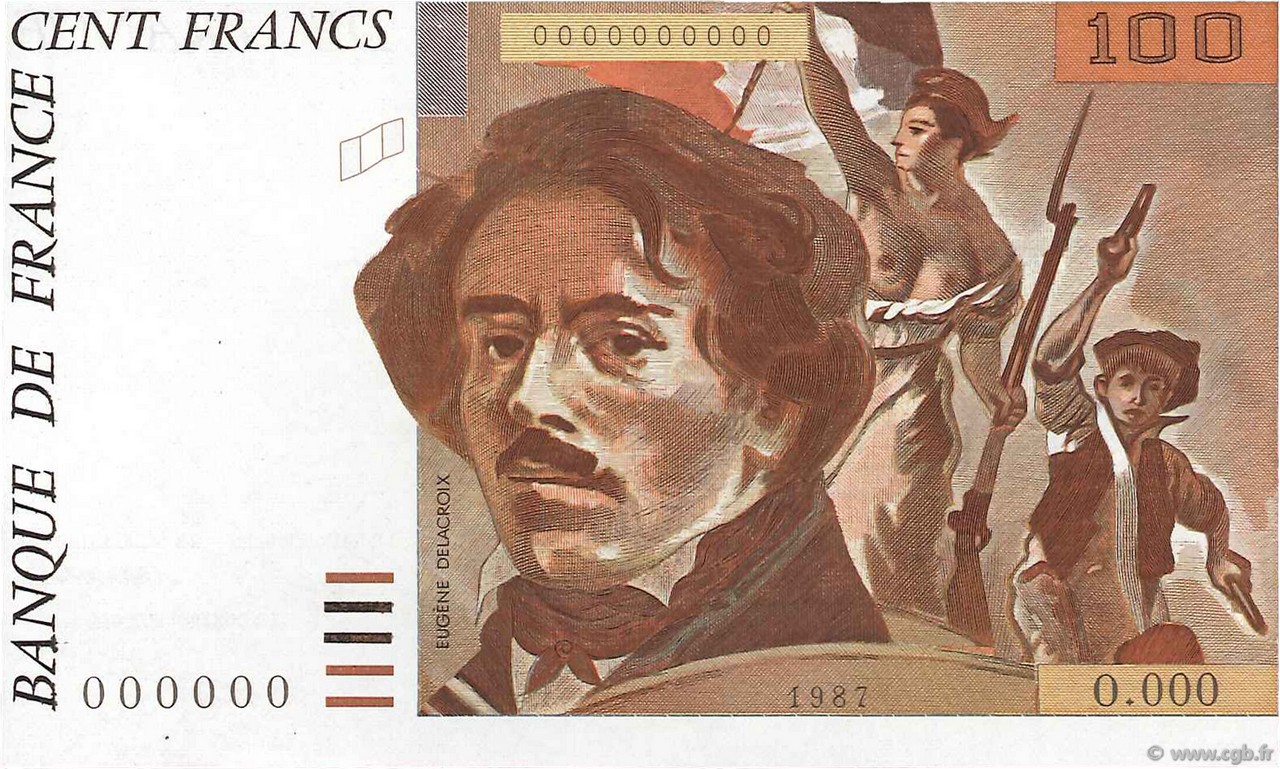 100 Francs DELACROIX FRANKREICH  1987 NE.1987.02b ST