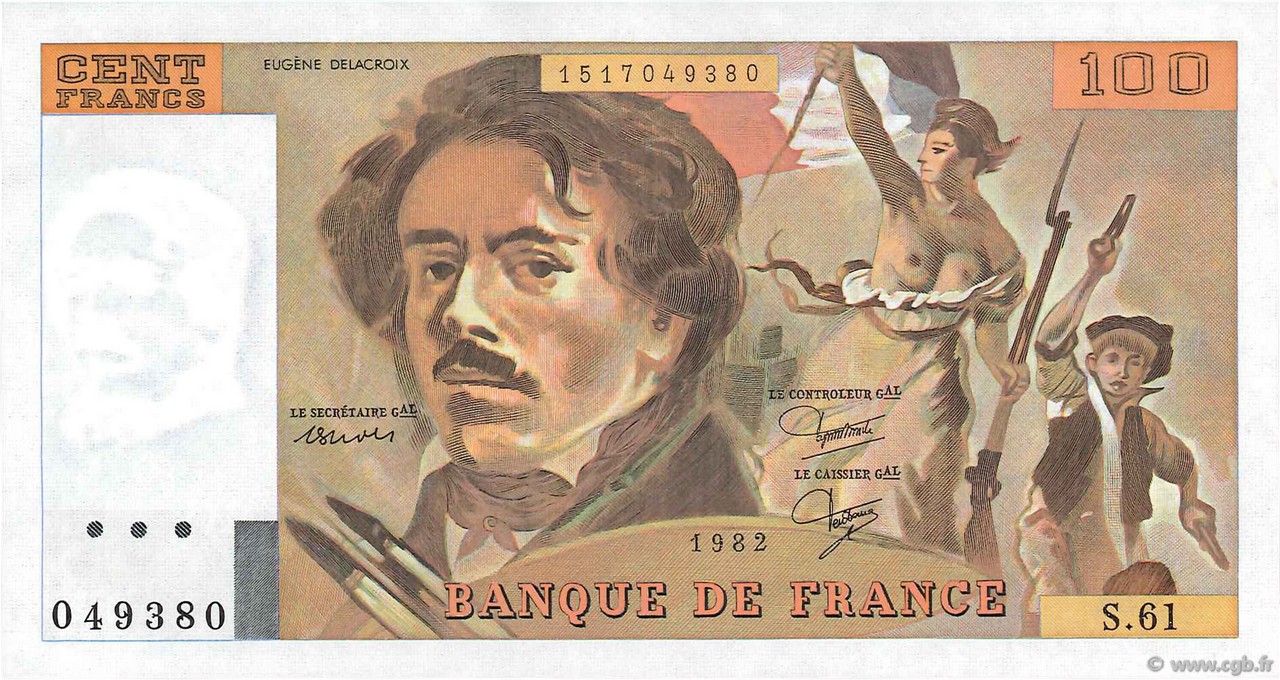 100 Francs DELACROIX modifié FRANKREICH  1982 F.69.06 ST