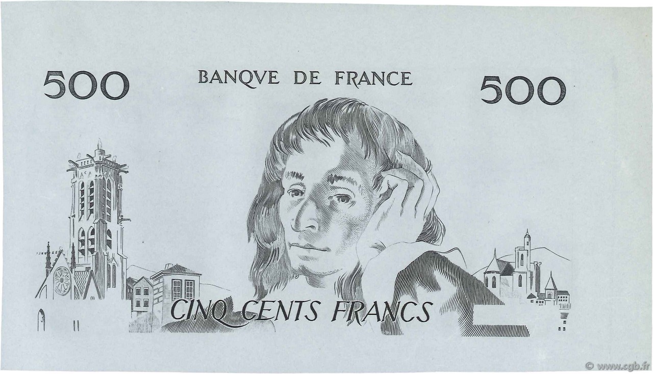 500 Francs PASCAL FRANKREICH  1968 F.71.00Ec fST