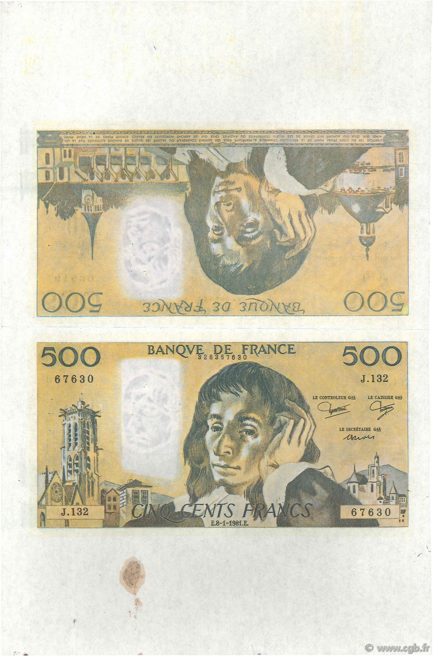 500 Francs PASCAL FRANKREICH  1981 F.71.23x VZ