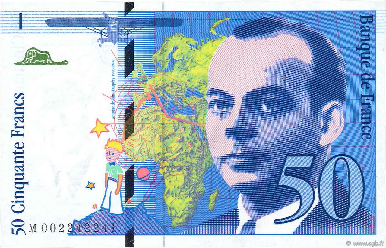 50 Francs SAINT-EXUPÉRY Sans mouton FRANCIA  1992 F.72f3.01 FDC