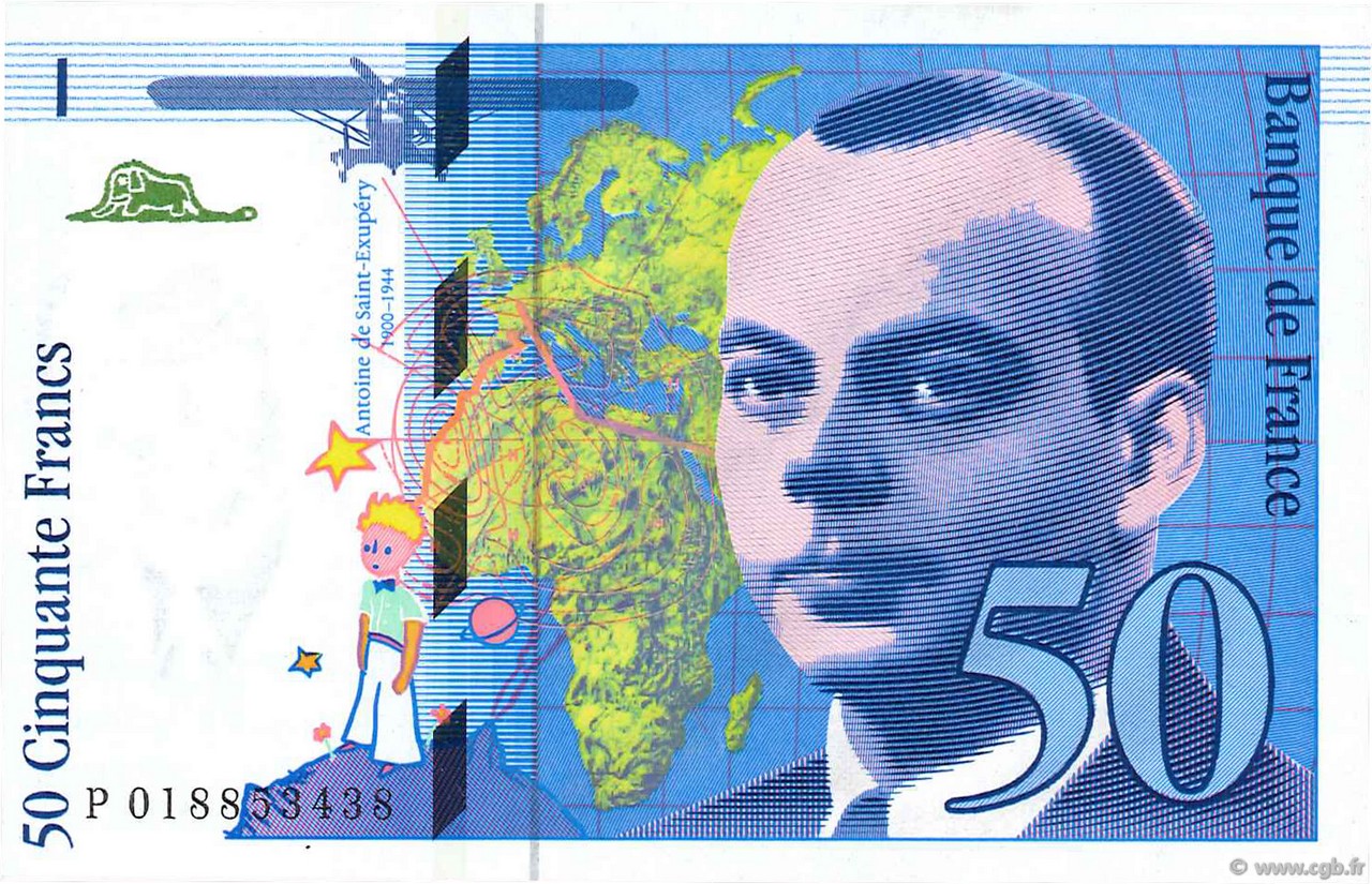 50 Francs SAINT-EXUPÉRY modifié FRANKREICH  1994 F.73.01c ST