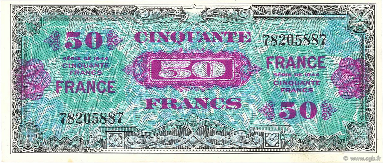 50 Francs FRANCE FRANCIA  1945 VF.24.01 FDC