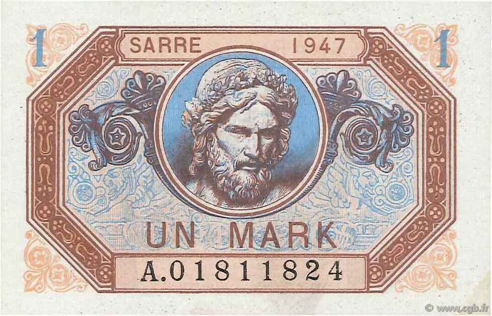 1 Mark SARRE FRANKREICH  1947 VF.44.01 fST