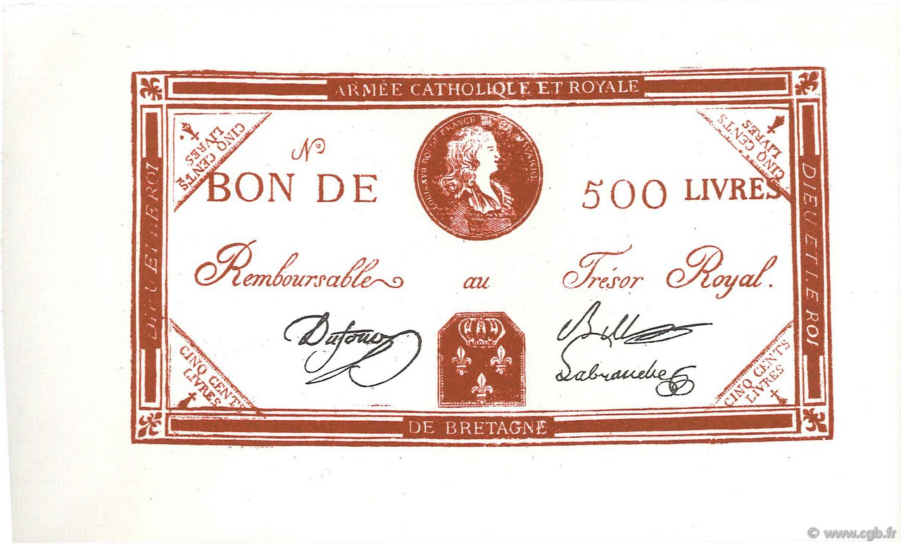 500 Livres FRANCE  1794 Laf.278 UNC