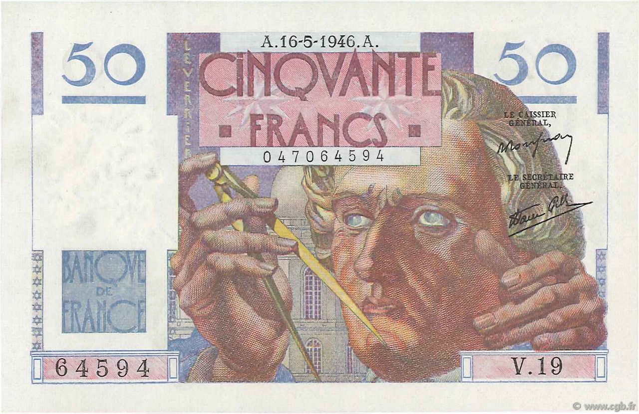 50 Francs LE VERRIER FRANKREICH  1946 F.20.04 ST
