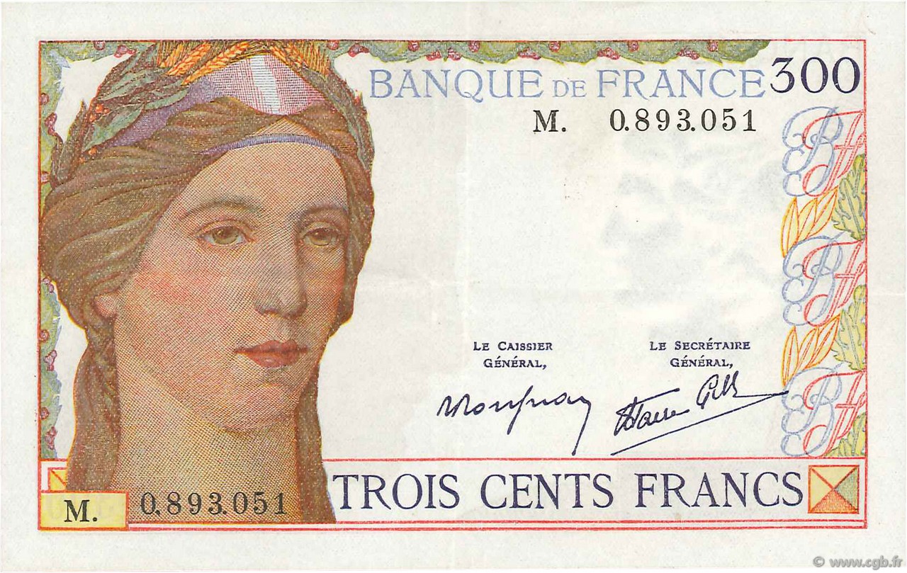 300 Francs FRANCIA  1938 F.29.01 BB to SPL