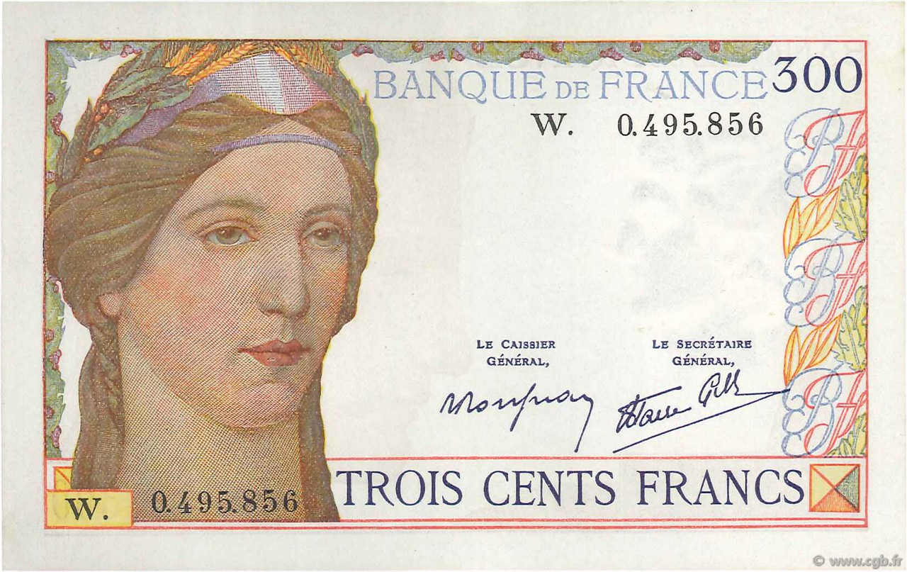 300 Francs FRANCIA  1938 F.29.02 AU+