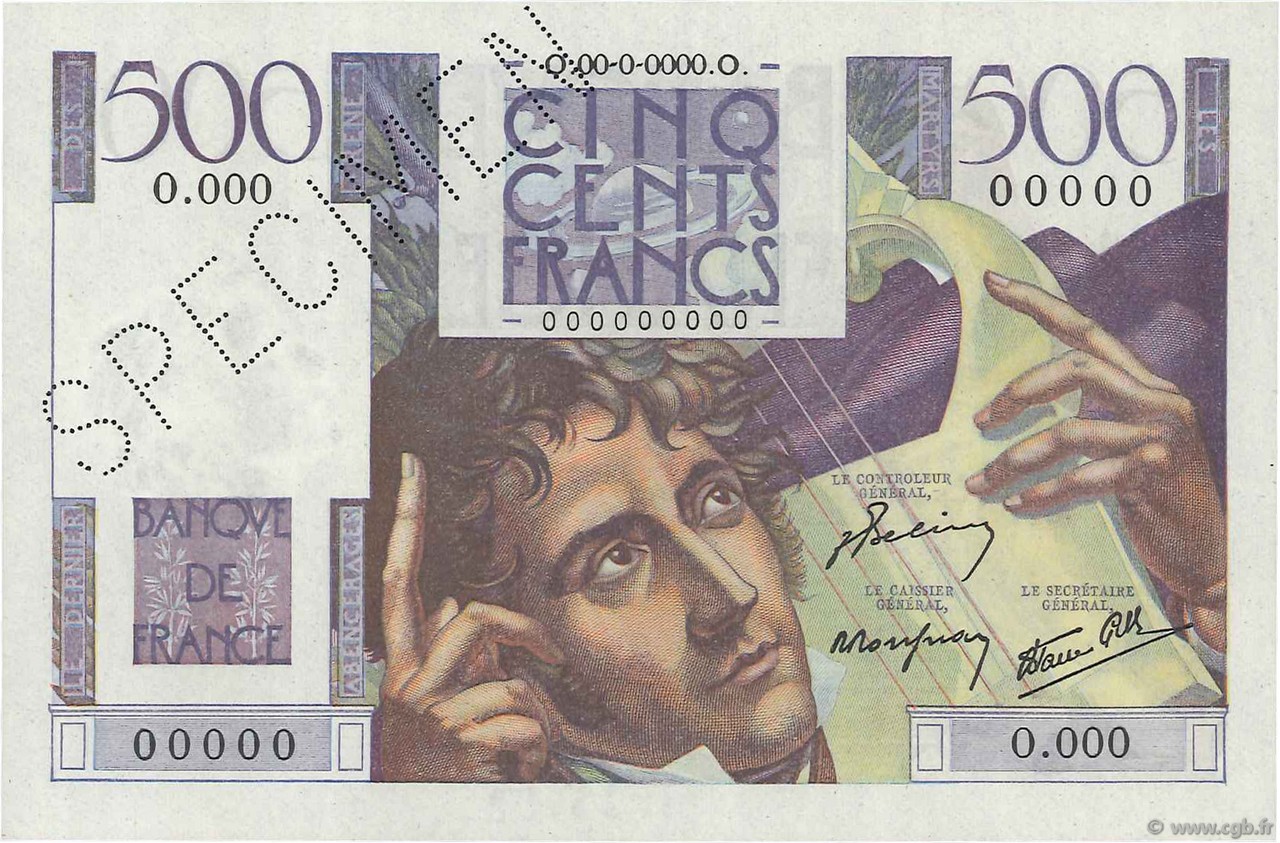 500 Francs CHATEAUBRIAND FRANCIA  1945 F.34.01Sp q.FDC