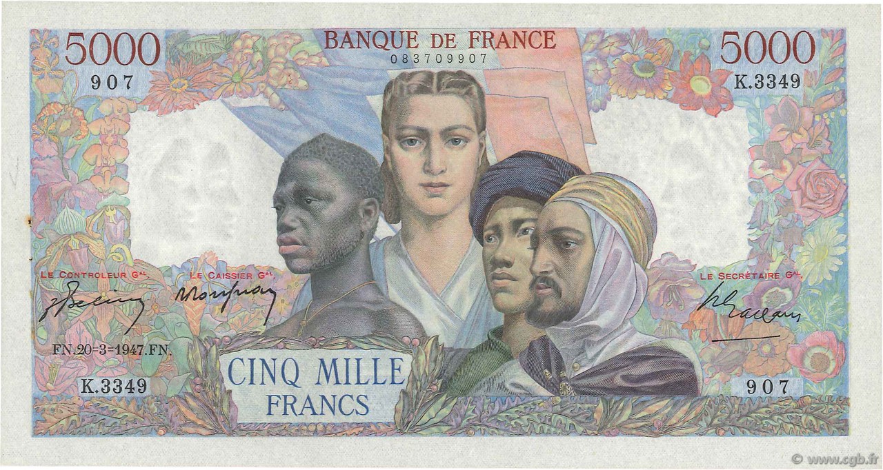 5000 Francs EMPIRE FRANÇAIS FRANCIA  1947 F.47.59 q.AU