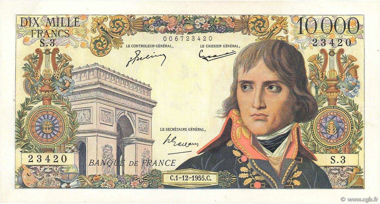 10000 Francs BONAPARTE FRANCIA  1955 F.51.01 MBC+