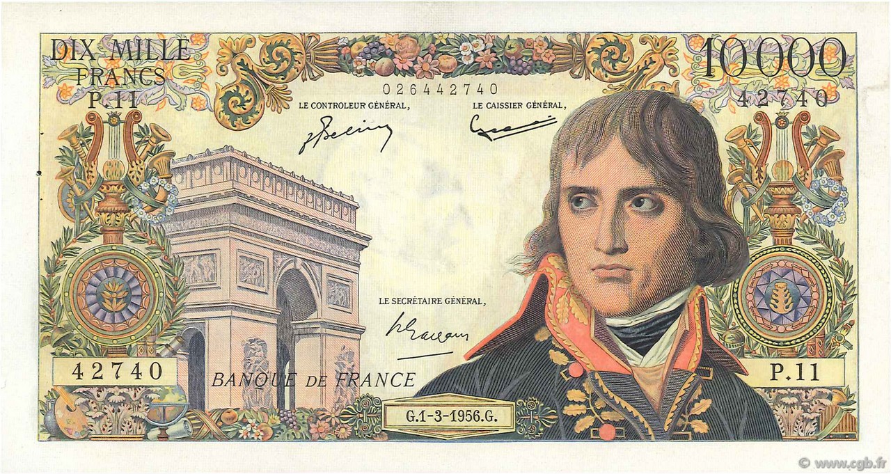 10000 Francs BONAPARTE FRANCIA  1956 F.51.02 SPL
