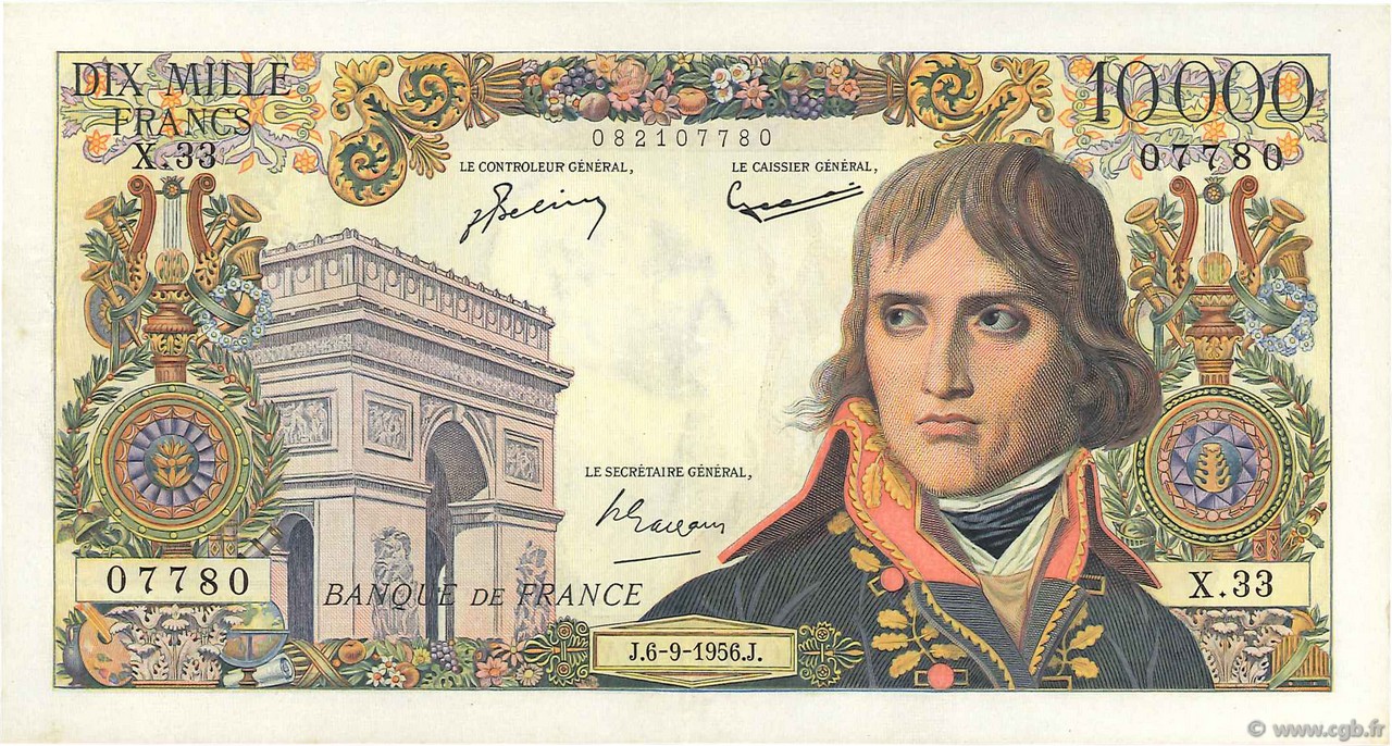 10000 Francs BONAPARTE FRANKREICH  1956 F.51.04 VZ