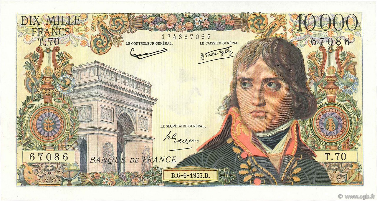 10000 Francs BONAPARTE FRANCE  1957 F.51.08 AU