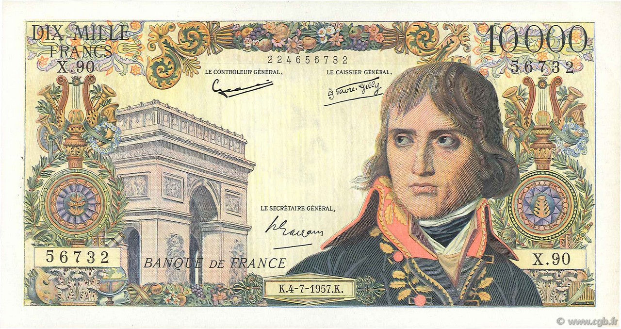 10000 Francs BONAPARTE FRANCE  1957 F.51.09 XF