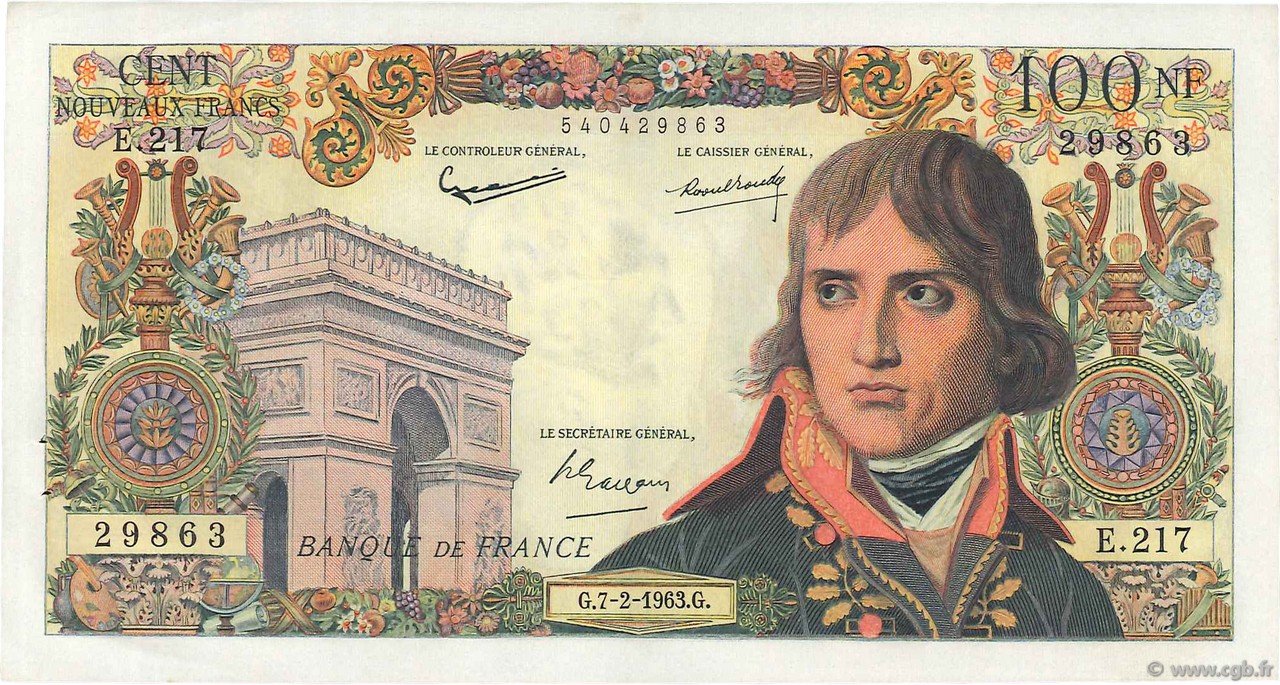100 Nouveaux Francs BONAPARTE FRANCE  1963 F.59.19 XF+