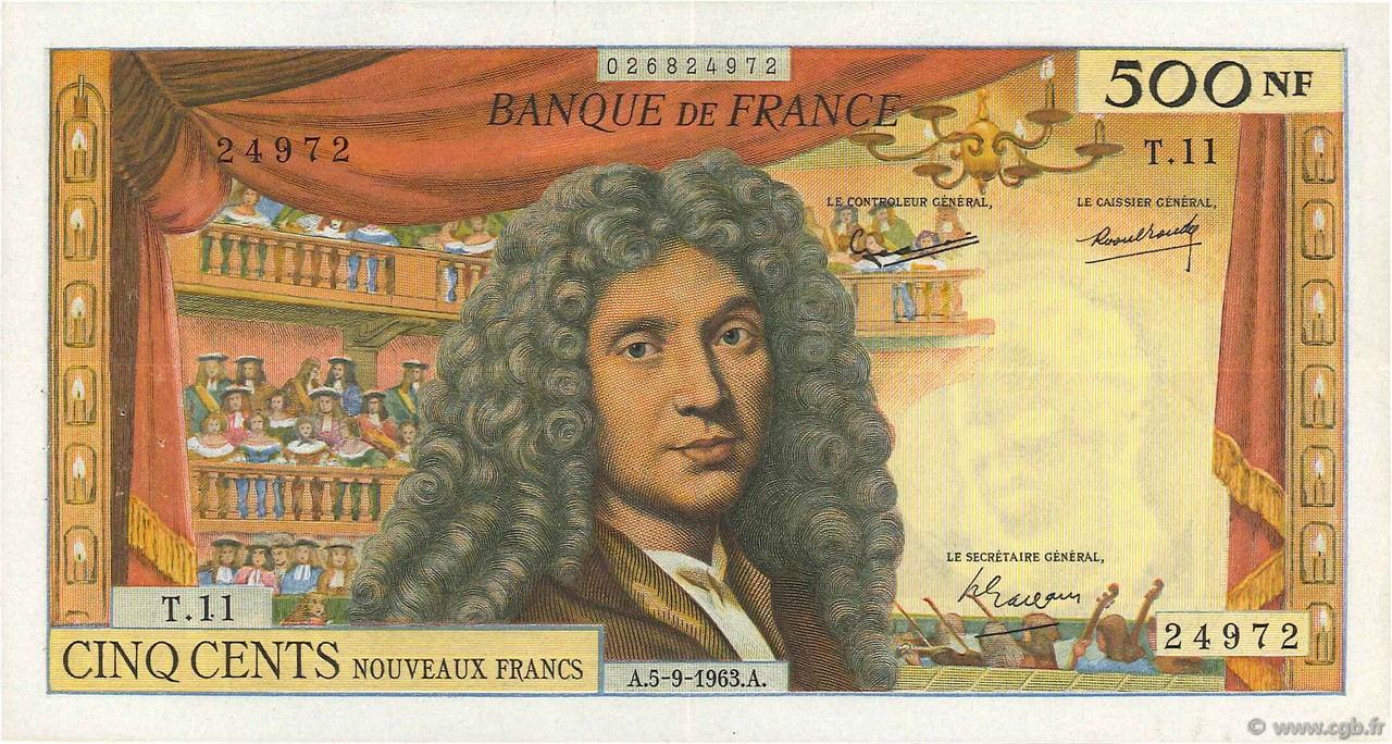 500 Nouveaux Francs MOLIÈRE FRANCIA  1963 F.60.05 BB
