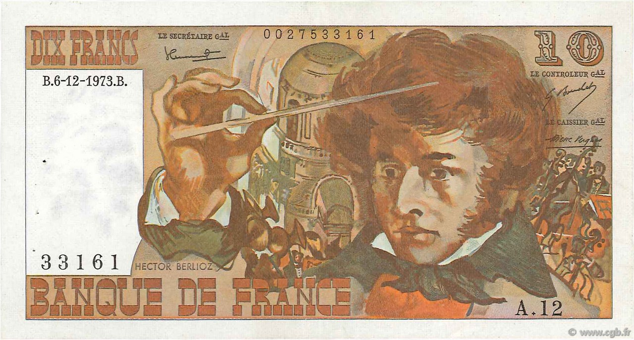10 Francs BERLIOZ FRANCIA  1973 F.63.02 q.SPL