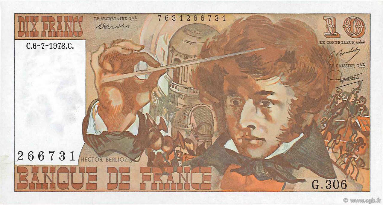 10 Francs BERLIOZ FRANKREICH  1978 F.63.25 fST