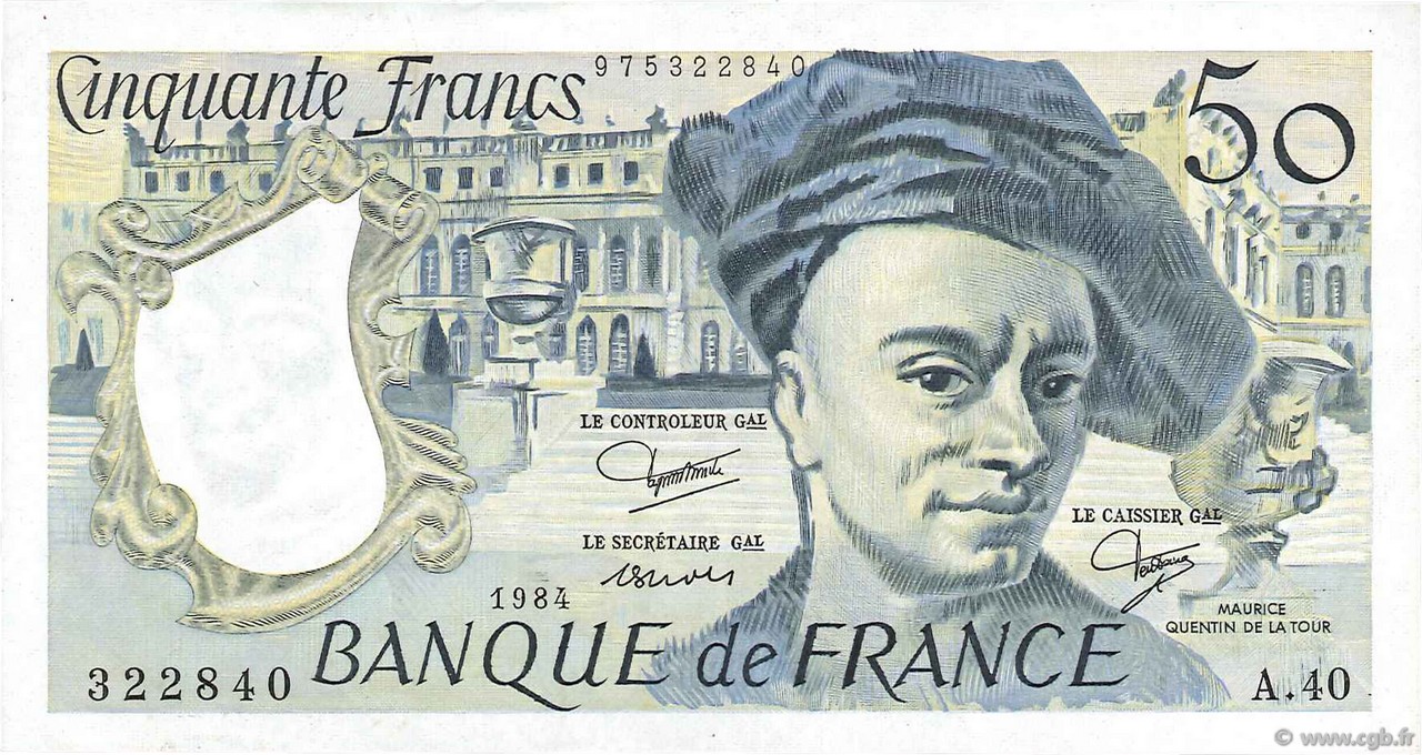 50 Francs QUENTIN DE LA TOUR FRANCIA  1984 F.67.10 SPL