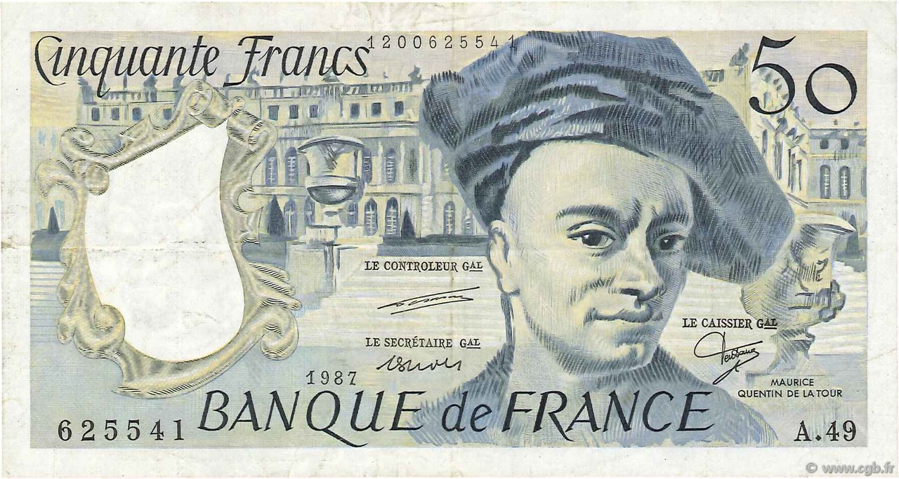 50 Francs QUENTIN DE LA TOUR FRANKREICH  1987 F.67.13 SS