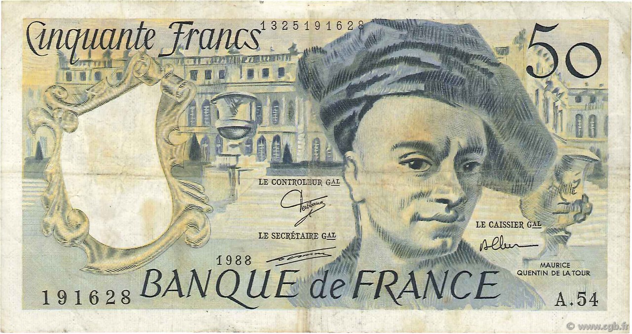 50 Francs QUENTIN DE LA TOUR FRANCIA  1988 F.67.14 BC