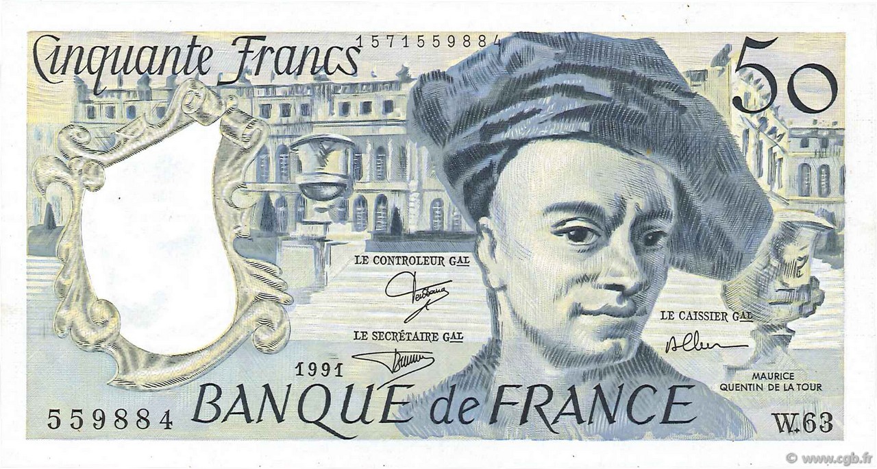 50 Francs QUENTIN DE LA TOUR FRANKREICH  1991 F.67.17 VZ