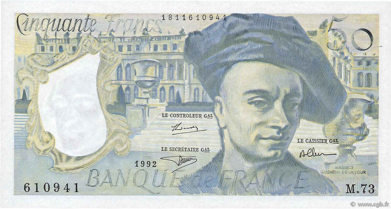 50 Francs QUENTIN DE LA TOUR FRANCIA  1992 F.67.18 SC+