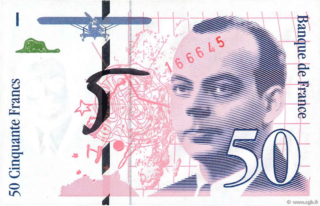 50 Francs SAINT-EXUPÉRY Sans couleurs FRANCIA  1992 F.72f5.01 FDC