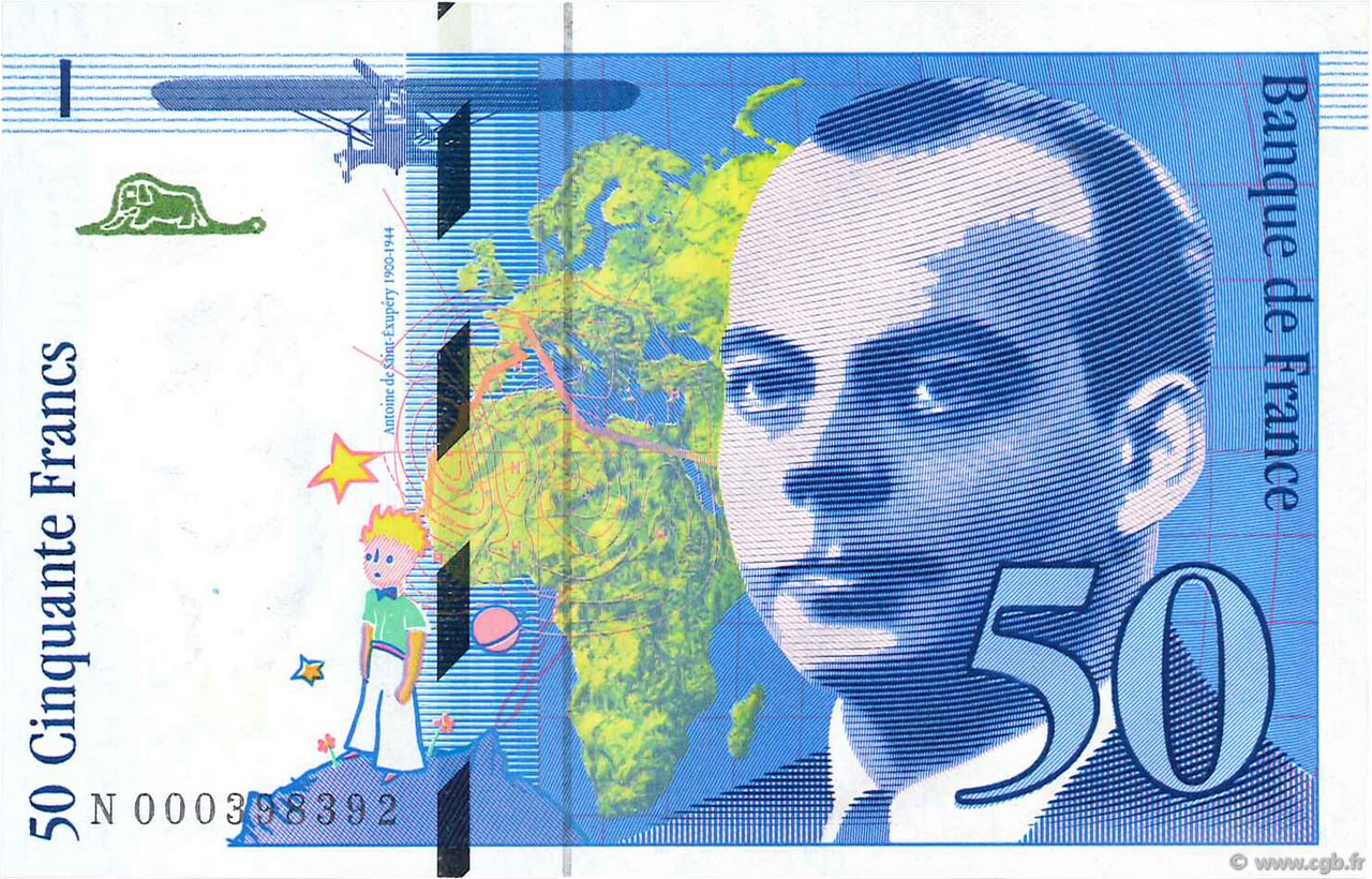 50 Francs SAINT-EXUPÉRY FRANCIA  1992 F.72.01aN SC+