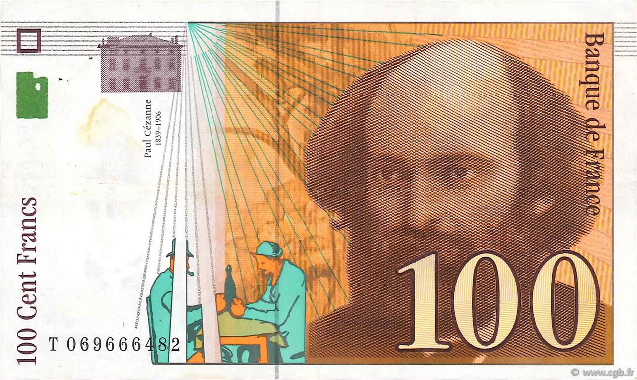 100 Francs CÉZANNE Sans STRAP FRANKREICH  1998 F.74f4.02 fVZ