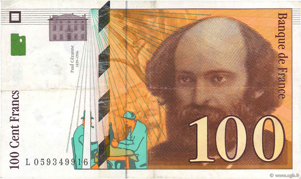 100 Francs CÉZANNE Montagne décalée FRANCE  1998 F.74f1.02 TTB