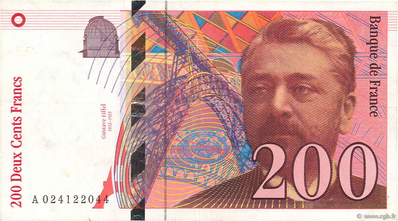 200 Francs EIFFEL Sans pont FRANCIA  1999 F.75f3.05 MBC+
