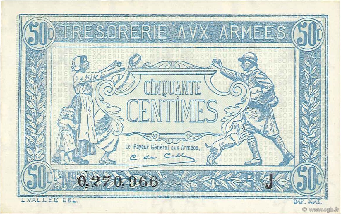 50 Centimes TRÉSORERIE AUX ARMÉES 1917 FRANCE  1917 VF.01.10 UNC