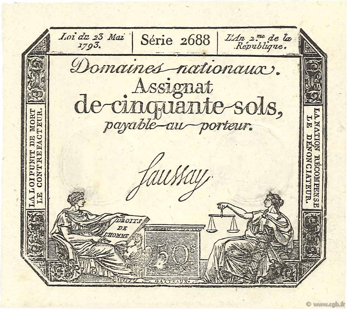 50 Sols FRANCE  1793 Ass.42c UNC