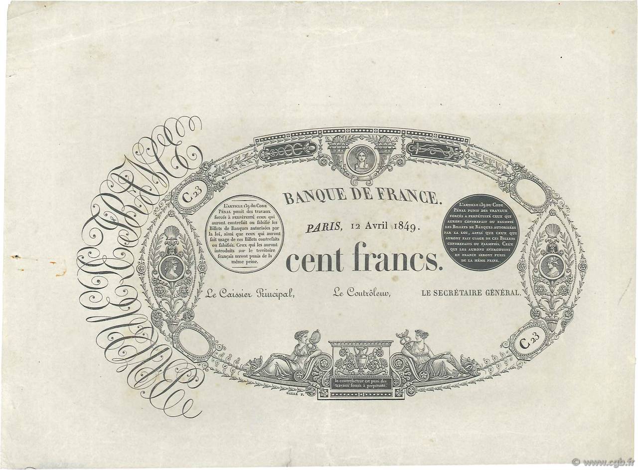 100 Francs type 1848 définitif FRANCIA  1849 F.A24.00 SC