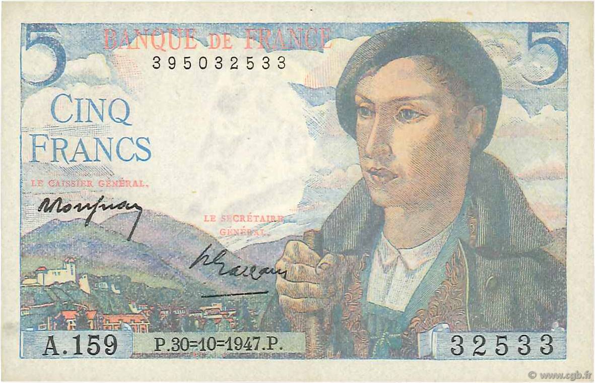 5 Francs BERGER FRANCE  1947 F.05.07a AU-