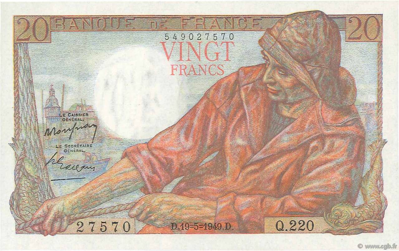 20 Francs PÊCHEUR FRANCE  1949 F.13.15 NEUF