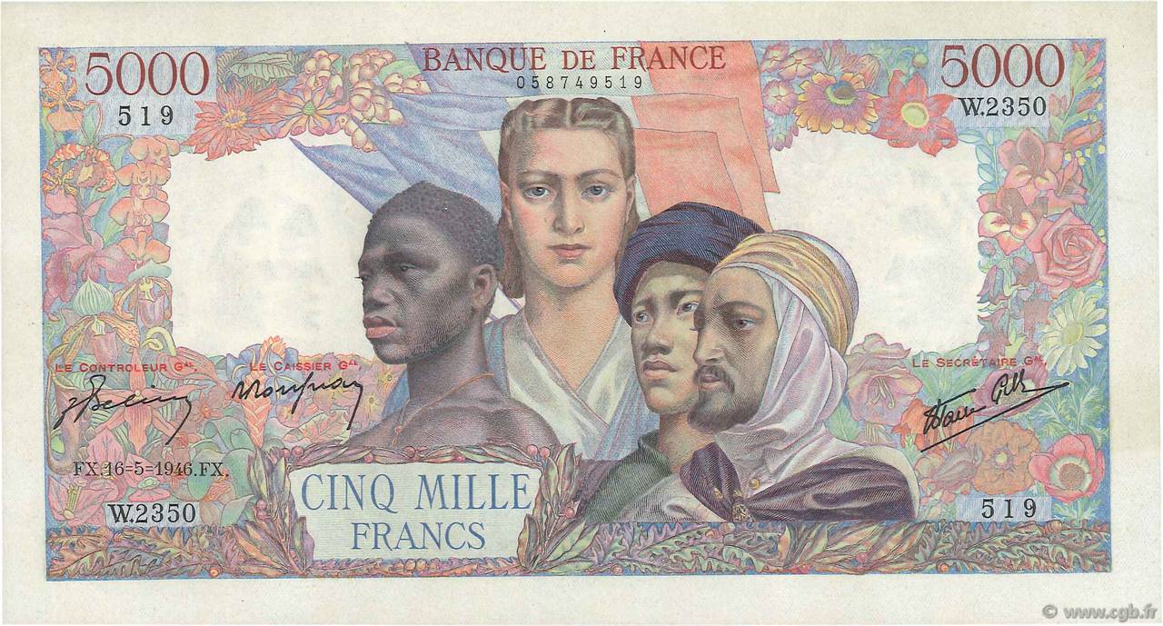 5000 Francs EMPIRE FRANÇAIS FRANCE  1946 F.47.53 AU