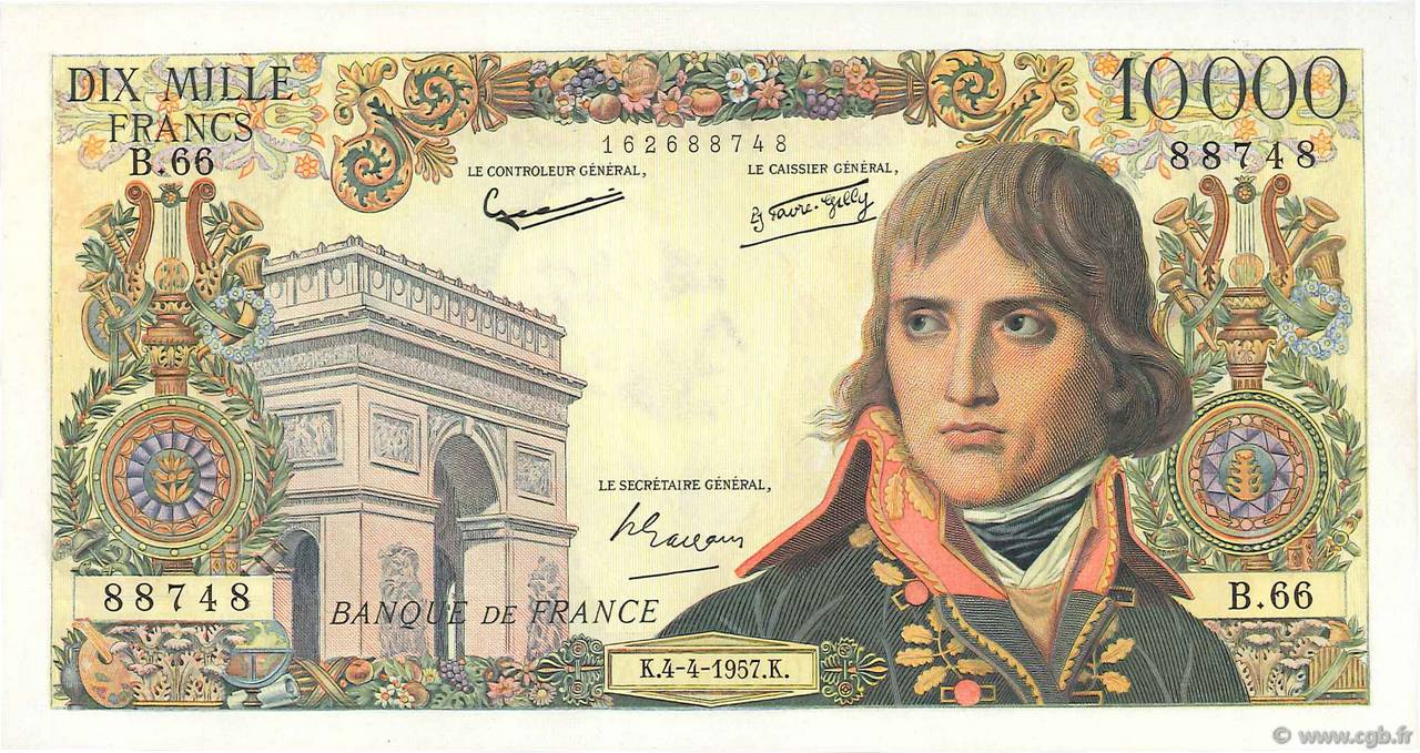 10000 Francs BONAPARTE FRANCIA  1957 F.51.07 AU