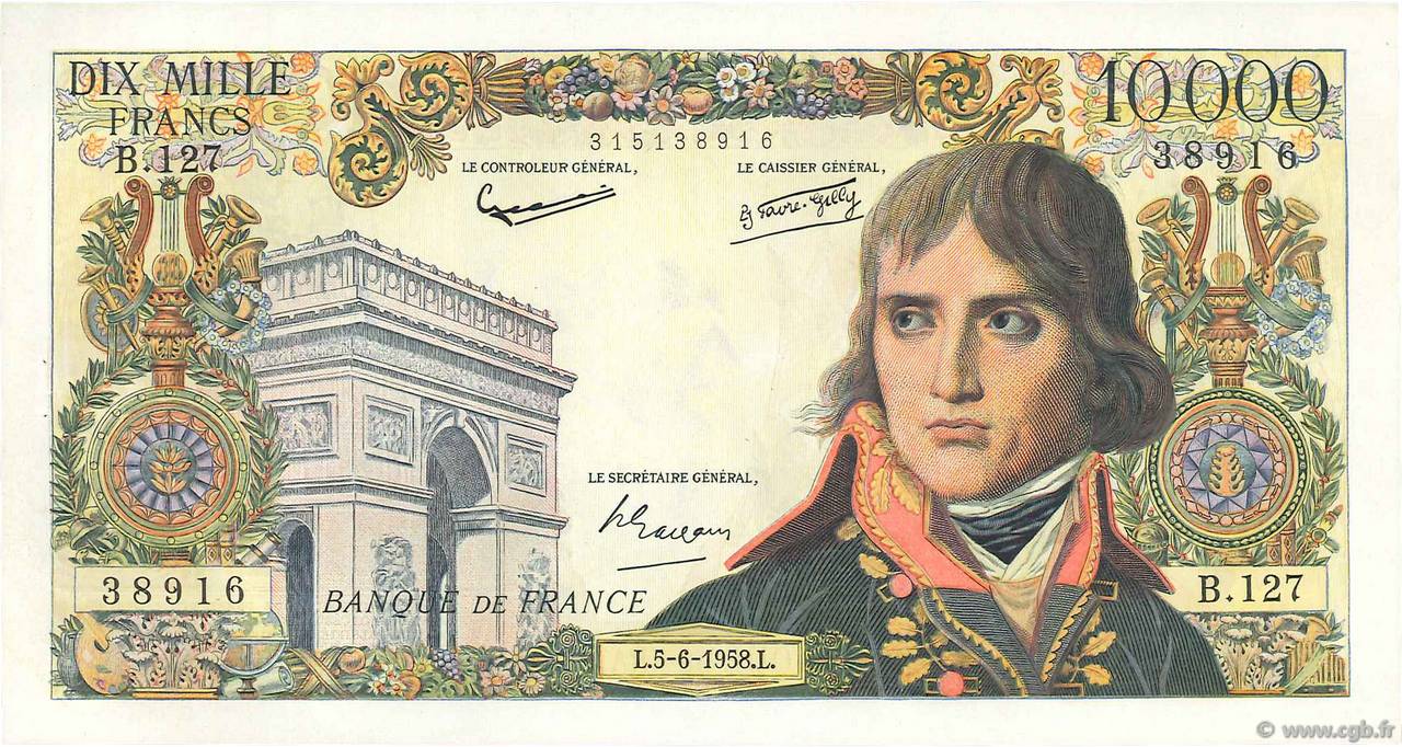 10000 Francs BONAPARTE FRANCE  1958 F.51.12 AU