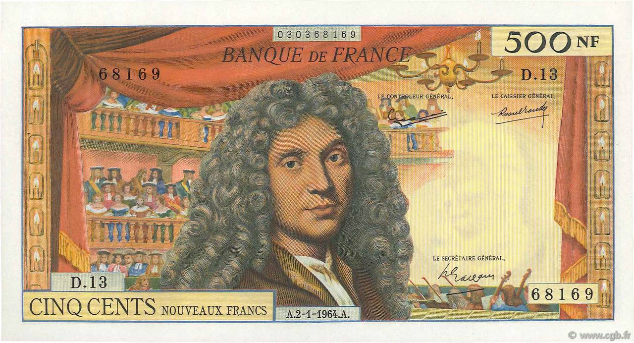 500 Nouveaux Francs MOLIÈRE FRANCIA  1964 F.60.06 SC