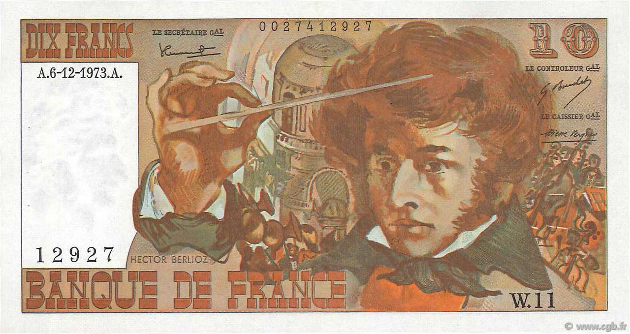 10 Francs BERLIOZ FRANCIA  1973 F.63.02 SPL