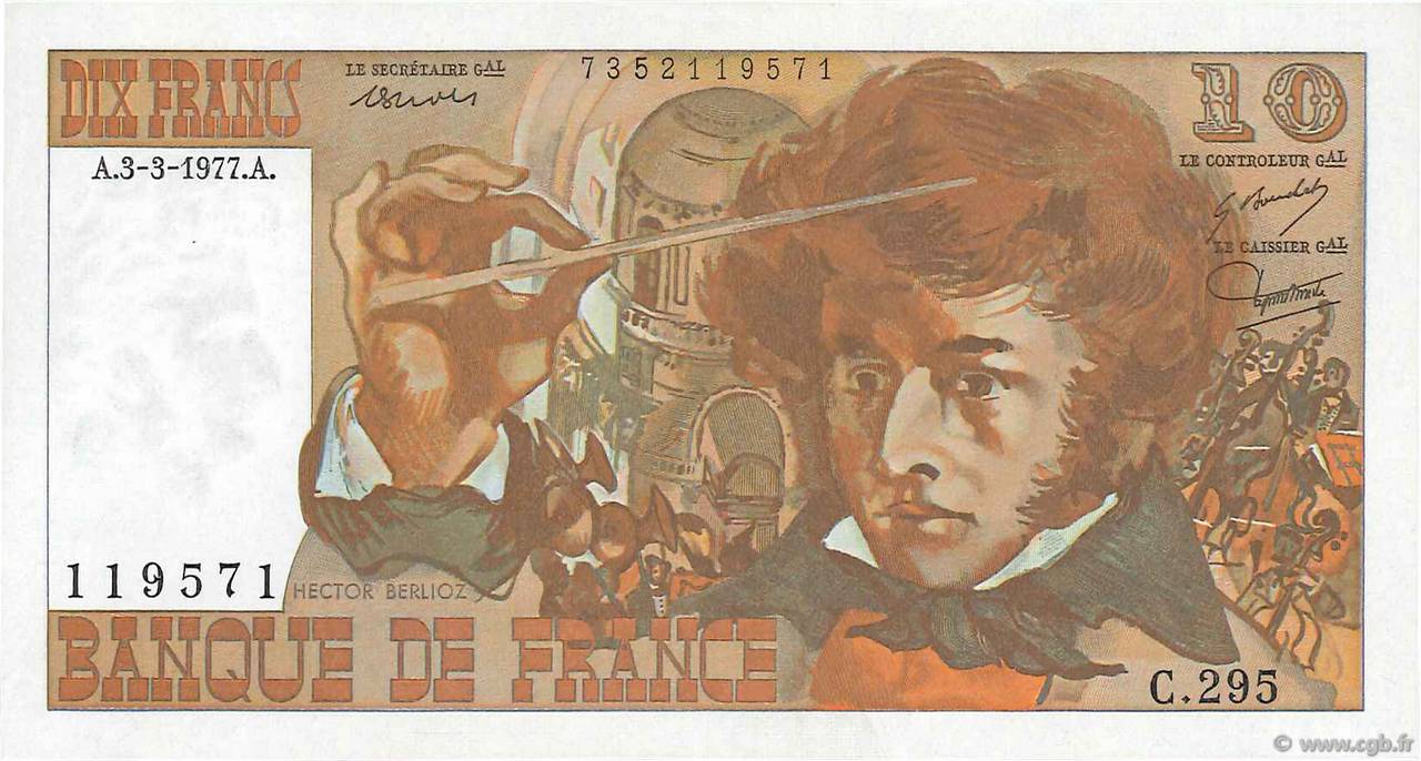 10 Francs BERLIOZ FRANCIA  1977 F.63.21 FDC
