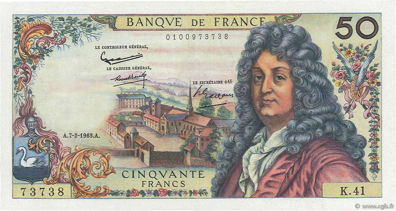 50 Francs RACINE FRANCIA  1963 F.64.04 AU