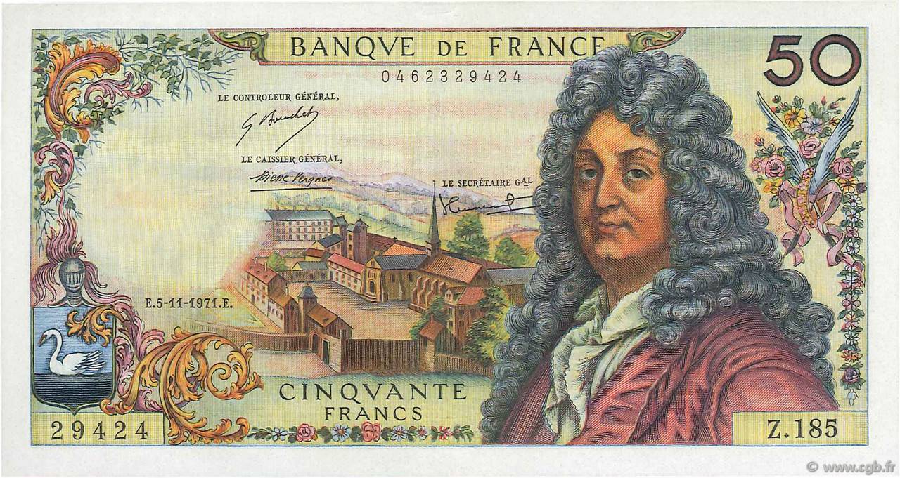 50 Francs RACINE FRANCIA  1971 F.64.19 AU