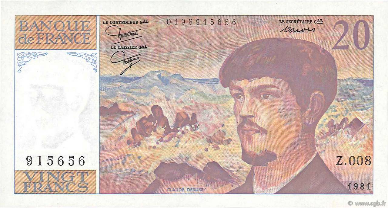 20 Francs DEBUSSY FRANCIA  1981 F.66.02 SC+