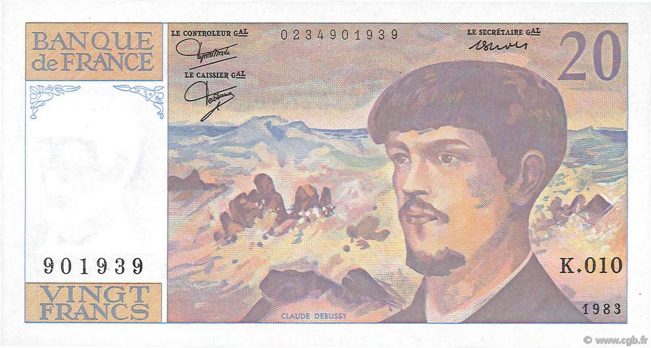 20 Francs DEBUSSY FRANKREICH  1983 F.66.04 ST