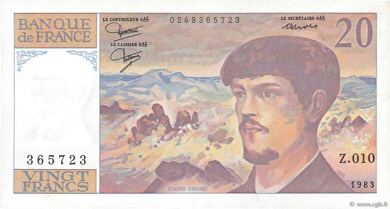 20 Francs DEBUSSY FRANCIA  1983 F.66.04 AU